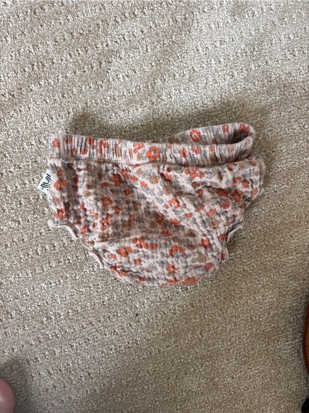 Kids Floral Elastic Waist Bloomers - Beige with Orange Flowers